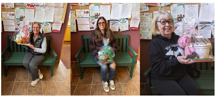 The three winners of the gift basket raffle from the Spring Ladies' Night Out.