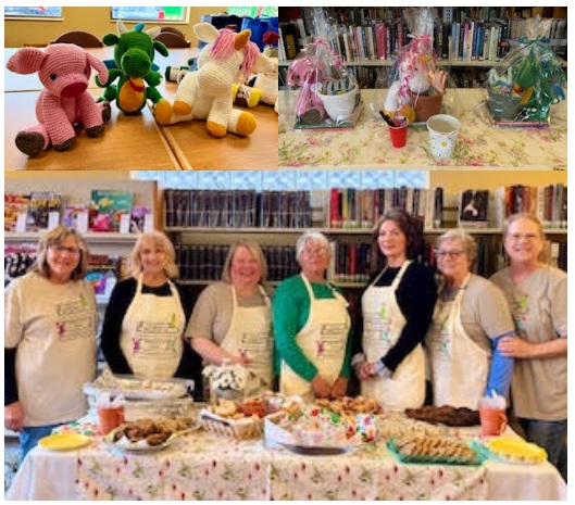 Many of our Friends and the gifts (as well as a closeup of the three crocheted animals)!